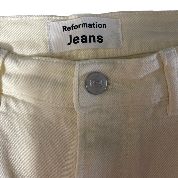 Reformation Mid Rise Skinny Jeans Ivory Size 26 - Picture 8 of 10